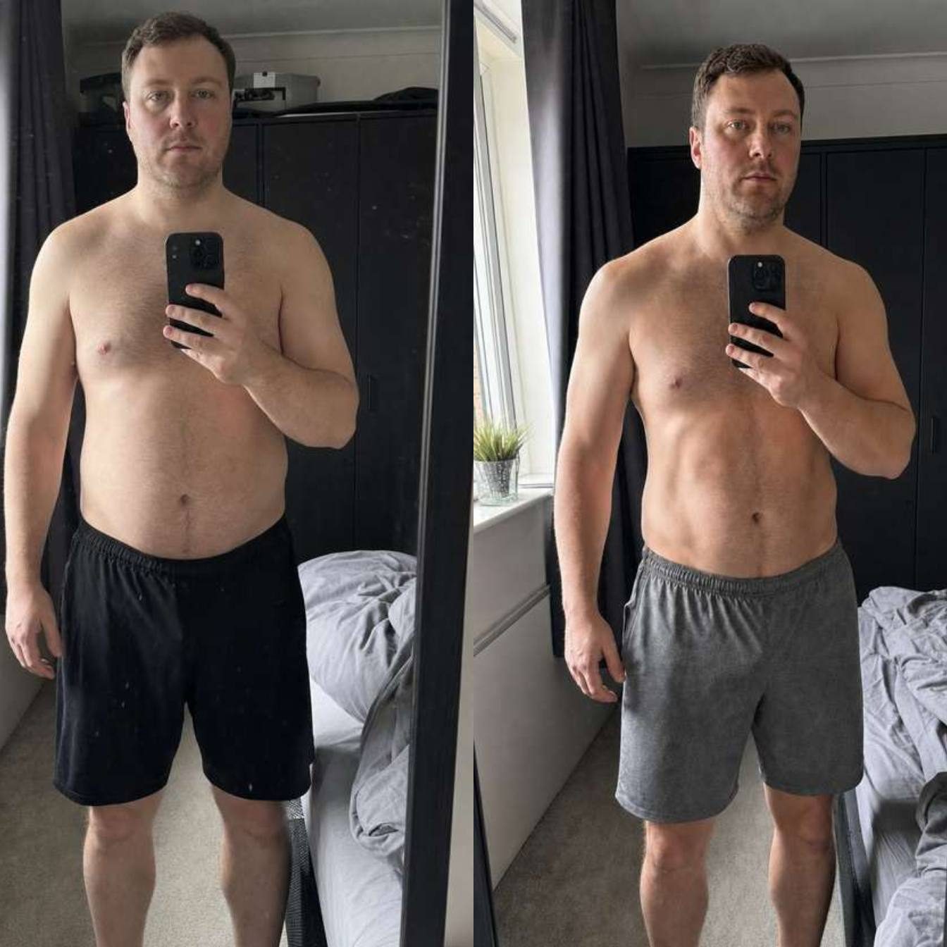 Tom before and after